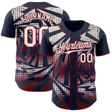 Custom Navy Cream-Maroon Lightning Gradient Dot Authentic Baseball Jersey