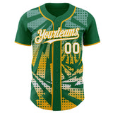 Custom Kelly Green White-Gold Lightning Gradient Dot Authentic Baseball Jersey