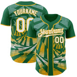 Custom Kelly Green White-Gold Lightning Gradient Dot Authentic Baseball Jersey