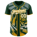 Custom Green White-Gold Lightning Gradient Dot Authentic Baseball Jersey