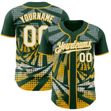 Custom Green White-Gold Lightning Gradient Dot Authentic Baseball Jersey