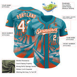Custom Teal White-Orange Lightning Gradient Dot Authentic Baseball Jersey