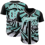 Custom Black Ice Blue-White Lightning Gradient Dot Authentic Baseball Jersey