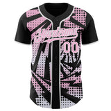 Custom Black Light Pink-White Lightning Gradient Dot Authentic Baseball Jersey