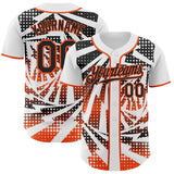 Custom White Black-Orange Lightning Gradient Dot Authentic Baseball Jersey