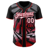 Custom Black White-Red Lightning Gradient Dot Authentic Baseball Jersey