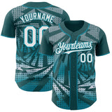 Custom Midnight Green White-Teal Lightning Gradient Dot Authentic Baseball Jersey