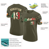 Custom Olive Vintage Mexican Flag-Cream Camo Two Tone Performance T-Shirt