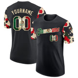 Custom Black Vintage Mexican Flag-Cream Camo Two Tone Performance T-Shirt