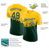 Custom Yellow Green-White Fade Geometric Splatter Fragmented Shards Performance T-Shirt