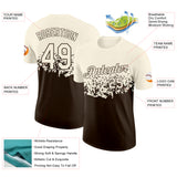 Custom Cream-Brown Fade Geometric Splatter Fragmented Shards Performance T-Shirt