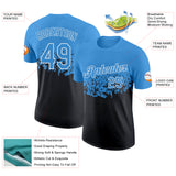 Custom Light Blue Black-White Fade Geometric Splatter Fragmented Shards Performance T-Shirt