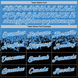 Custom Light Blue Black-White Fade Geometric Splatter Fragmented Shards Performance T-Shirt