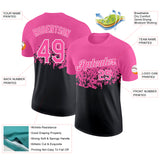 Custom Pink Black-White Fade Geometric Splatter Fragmented Shards Performance T-Shirt