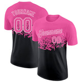 Custom Pink Black-White Fade Geometric Splatter Fragmented Shards Performance T-Shirt