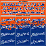 Custom Orange Royal-White Fade Geometric Splatter Fragmented Shards Performance T-Shirt