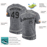 Custom Gray-Black Tribal Ethnic Aztec Sun Stone 3D Pattern Performance T-Shirt