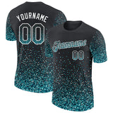Custom Black Teal-White Colorful Sparkle Gradient Dots Performance T-Shirt