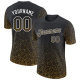 Custom Black Old Gold-White Colorful Sparkle Gradient Dots Performance T-Shirt