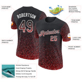 Custom Black Red-White Colorful Sparkle Gradient Dots Performance T-Shirt