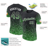 Custom Black Pea Green-White Colorful Sparkle Gradient Dots Performance T-Shirt