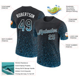 Custom Black Sky Blue-White Colorful Sparkle Gradient Dots Performance T-Shirt