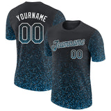 Custom Black Sky Blue-White Colorful Sparkle Gradient Dots Performance T-Shirt