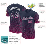 Custom Navy Pink-White Colorful Sparkle Gradient Dots Performance T-Shirt