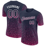 Custom Navy Pink-White Colorful Sparkle Gradient Dots Performance T-Shirt