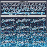 Custom Navy Sky Blue-White Colorful Sparkle Gradient Dots Performance T-Shirt