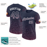 Custom Navy Light Pink-White Colorful Sparkle Gradient Dots Performance T-Shirt
