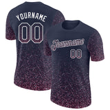 Custom Navy Light Pink-White Colorful Sparkle Gradient Dots Performance T-Shirt