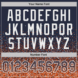 Custom Navy Orange-White Colorful Sparkle Gradient Dots Performance T-Shirt
