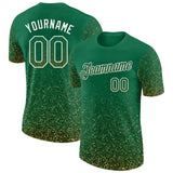 Custom Kelly Green Old Gold-White Colorful Sparkle Gradient Dots Performance T-Shirt