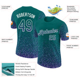 Custom Teal Purple-White Colorful Sparkle Gradient Dots Performance T-Shirt