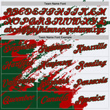 Custom White Red-Green Brush Stroke Shatter Splatter Performance T-Shirt