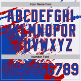 Custom White Thunder Blue-Red Brush Stroke Shatter Splatter Performance T-Shirt