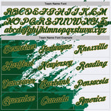 Custom White Green-Old Gold Brush Stroke Shatter Splatter Performance T-Shirt