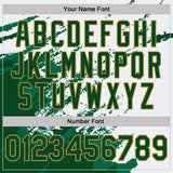 Custom White Green-Old Gold Brush Stroke Shatter Splatter Performance T-Shirt