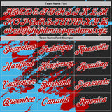 Custom Black Red Sky Blue-White Brush Stroke Shatter Splatter Performance T-Shirt