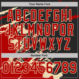 Custom Black Red-Cream Brush Stroke Shatter Splatter Performance T-Shirt