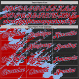 Custom Black Red-Light Blue Brush Stroke Shatter Splatter Performance T-Shirt