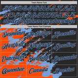 Custom Black Orange-Powder Blue Brush Stroke Shatter Splatter Performance T-Shirt