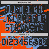 Custom Black Orange-Powder Blue Brush Stroke Shatter Splatter Performance T-Shirt