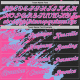 Custom Black Pink-Light Blue Brush Stroke Shatter Splatter Performance T-Shirt