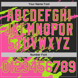 Custom Black Pink-Neon Green Brush Stroke Shatter Splatter Performance T-Shirt