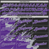 Custom Black Purple-Gray Brush Stroke Shatter Splatter Performance T-Shirt