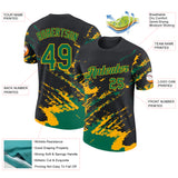 Custom Black Kelly Green-Gold Brush Stroke Shatter Splatter Performance T-Shirt