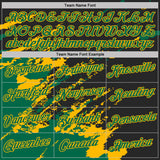 Custom Black Kelly Green-Gold Brush Stroke Shatter Splatter Performance T-Shirt