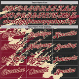 Custom Black Crimson-Cream Brush Stroke Shatter Splatter Performance T-Shirt